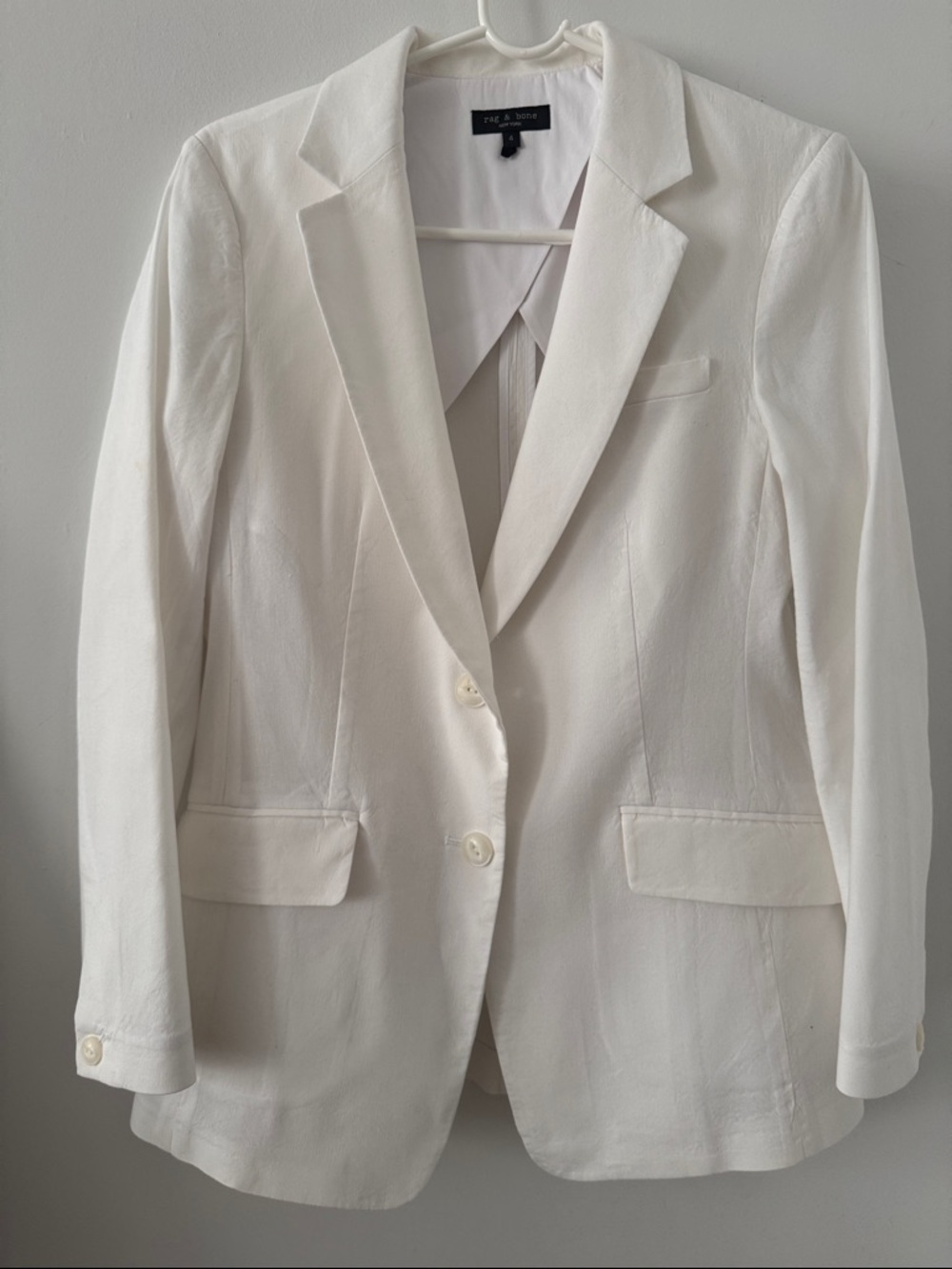 rag & bone Cream Two-Button Tailored Blazer